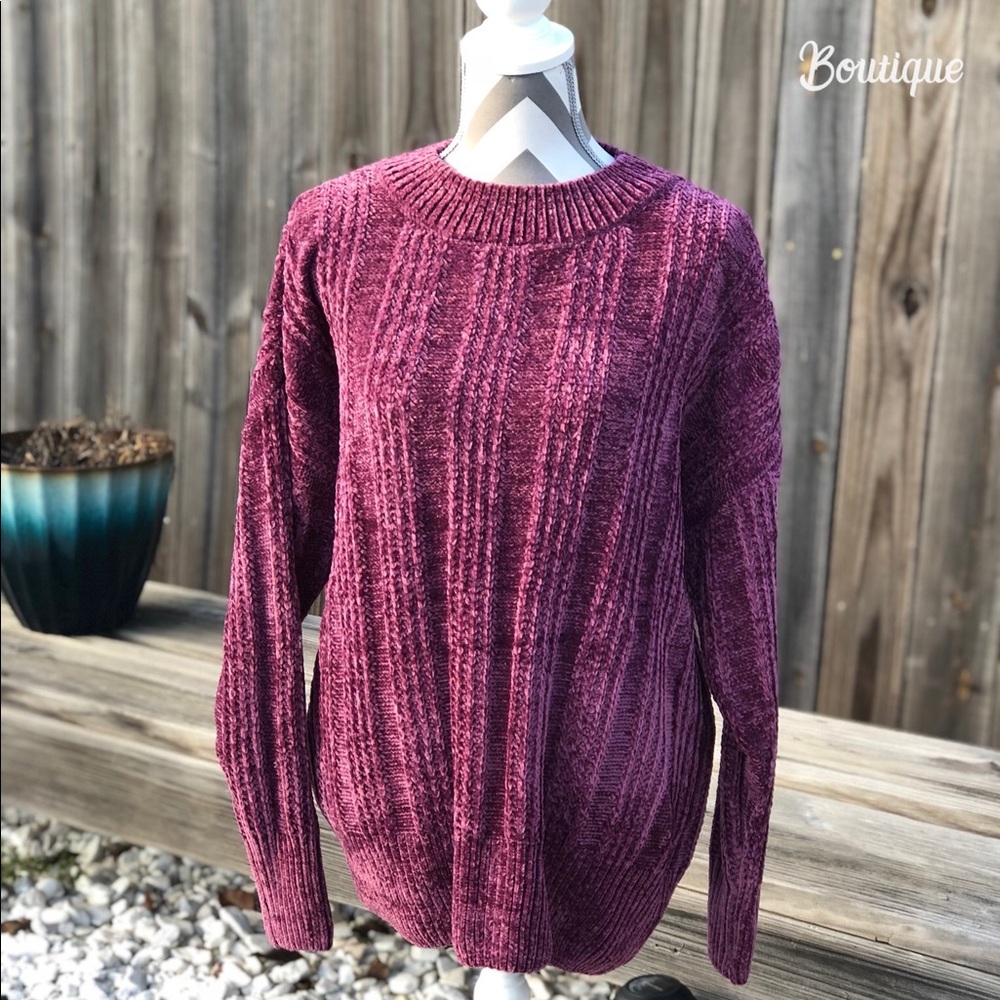 Zenana chenille sweater in purple